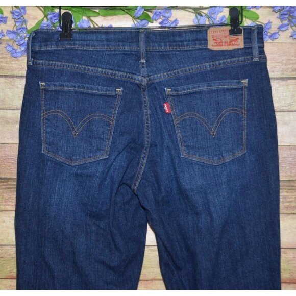 Levi's 505 Ladies Dark Wash Straight Leg Jeans Size 8 29 X 30 Mid Rise Stretch - Picture 5 of 11